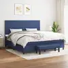 Image de Sommier À Lattes De Lit Avec Matelas Bleu 200x200 Cm Tissu Vidaxl