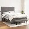 Image de Sommier À Lattes De Lit Avec Matelas Gris Foncé 140x190cm Tissu Vidaxl