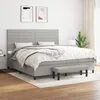 Image de Sommier À Lattes De Lit Avec Matelas Gris Clair 200x200cm Tissu Vidaxl