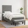 Image de Sommier À Lattes De Lit Avec Matelas Gris Foncé 80x200 Cm Tissu Vidaxl