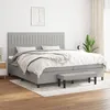 Image de Sommier À Lattes De Lit Avec Matelas Gris Clair 200x200cm Tissu Vidaxl