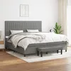 Image de Sommier À Lattes De Lit Avec Matelas Gris Foncé 200x200cm Tissu Vidaxl