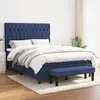 Image de Sommier À Lattes De Lit Avec Matelas Bleu 140x190 Cm Tissu Vidaxl