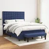 Image de Sommier À Lattes De Lit Avec Matelas Bleu 140x190 Cm Tissu Vidaxl