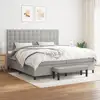 Image de Sommier À Lattes De Lit Avec Matelas Gris Clair 200x200cm Tissu Vidaxl
