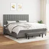 Image de Sommier À Lattes De Lit Avec Matelas Gris Foncé 200x200cm Tissu Vidaxl