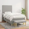 Image de Sommier À Lattes De Lit Avec Matelas Gris Clair 90x200 Cm Tissu Vidaxl