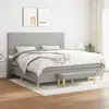 Image de Sommier À Lattes De Lit Avec Matelas Gris Clair 200x200cm Tissu Vidaxl