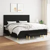 Image de Sommier À Lattes De Lit Avec Matelas Noir 200x200 Cm Tissu Vidaxl