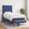 Image de Sommier À Lattes De Lit Avec Matelas Bleu 90x190 Cm Tissu Vidaxl