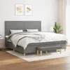 Image de Sommier À Lattes De Lit Avec Matelas Gris Foncé 200x200cm Tissu Vidaxl