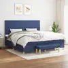 Image de Sommier À Lattes De Lit Avec Matelas Bleu 200x200 Cm Tissu Vidaxl