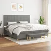 Image de Sommier À Lattes De Lit Avec Matelas Gris Foncé 200x200cm Tissu Vidaxl