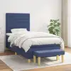 Image de Sommier À Lattes De Lit Avec Matelas Bleu 100x200 Cm Tissu Vidaxl