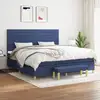 Image de Sommier À Lattes De Lit Avec Matelas Bleu 200x200 Cm Tissu Vidaxl