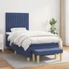 Image de Sommier À Lattes De Lit Avec Matelas Bleu 100x200 Cm Tissu Vidaxl