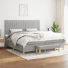 Image de Sommier À Lattes De Lit Avec Matelas Gris Clair 200x200cm Tissu Vidaxl