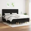 Image de vidaXL Sommier à lattes de lit avec matelas Noir 200x200 cm Tissu 3137423