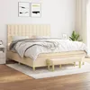 Image de Sommier À Lattes De Lit Avec Matelas Crème 160x200 Cm Tissu Vidaxl