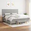 Image de Sommier À Lattes De Lit Avec Matelas Gris Clair 200x200cm Tissu Vidaxl