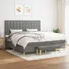 Image de Sommier À Lattes De Lit Avec Matelas Gris Foncé 200x200cm Tissu Vidaxl