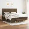 Image de Sommier À Lattes De Lit Avec Matelas Marron Foncé 200x200 Cm Vidaxl