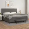 Image de Sommier À Lattes De Lit Avec Matelas Gris 200x200 Cm Similicuir Vidaxl
