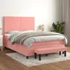 Image de Sommier À Lattes De Lit Avec Matelas Rose 140x200 Cm Velours Vidaxl