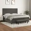 Image de Sommier À Lattes De Lit Et Matelas Gris Foncé 180x200cm Velours Vidaxl