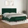 Image de Sommier À Lattes De Lit Et Matelas Vert Foncé 200x200cm Velours Vidaxl
