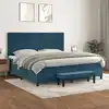 Image de Sommier À Lattes De Lit Et Matelas Bleu Foncé 200x200cm Velours Vidaxl
