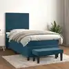 Image de Sommier À Lattes De Lit Et Matelas Bleu Foncé 80x200 Cm Velours Vidaxl