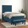 Image de Sommier À Lattes De Lit Avec Matelas Bleu Foncé 90x190 Cm Vidaxl