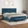 Image de Sommier À Lattes De Lit Et Matelas Bleu Foncé 200x200cm Velours Vidaxl