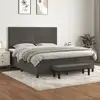 Image de Sommier À Lattes De Lit Et Matelas Gris Foncé 160x200cm Velours Vidaxl