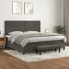 Image de Sommier À Lattes De Lit Et Matelas Gris Foncé 200x200cm Velours Vidaxl