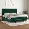Image de Sommier À Lattes De Lit Et Matelas Vert Foncé 200x200cm Velours Vidaxl