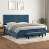 Image de Sommier À Lattes De Lit Et Matelas Bleu Foncé 200x200cm Velours Vidaxl