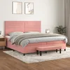 Image de Sommier À Lattes De Lit Avec Matelas Rose 200x200 Cm Velours Vidaxl