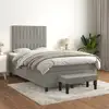 Image de Sommier À Lattes De Lit Et Matelas Gris Clair 120x200cm Velours Vidaxl