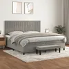 Image de Sommier À Lattes De Lit Et Matelas Gris Clair 200x200cm Velours Vidaxl