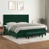 Image de Sommier À Lattes De Lit Et Matelas Vert Foncé 200x200cm Velours Vidaxl