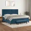 Image de Sommier À Lattes De Lit Et Matelas Bleu Foncé 200x200cm Velours Vidaxl