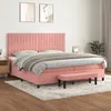Image de Sommier À Lattes De Lit Avec Matelas Rose 200x200 Cm Velours Vidaxl