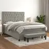 Image de Sommier À Lattes De Lit Et Matelas Gris Clair 140x190cm Velours Vidaxl