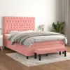 Image de Sommier À Lattes De Lit Avec Matelas Rose 140x200 Cm Velours Vidaxl