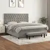 Image de Sommier À Lattes De Lit Et Matelas Gris Clair 160x200cm Velours Vidaxl