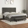 Image de Sommier À Lattes De Lit Et Matelas Gris Foncé 160x200cm Velours Vidaxl