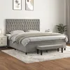 Image de Sommier À Lattes De Lit Et Matelas Gris Clair 180x200cm Velours Vidaxl