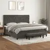 Image de Sommier À Lattes De Lit Et Matelas Gris Foncé 200x200cm Velours Vidaxl